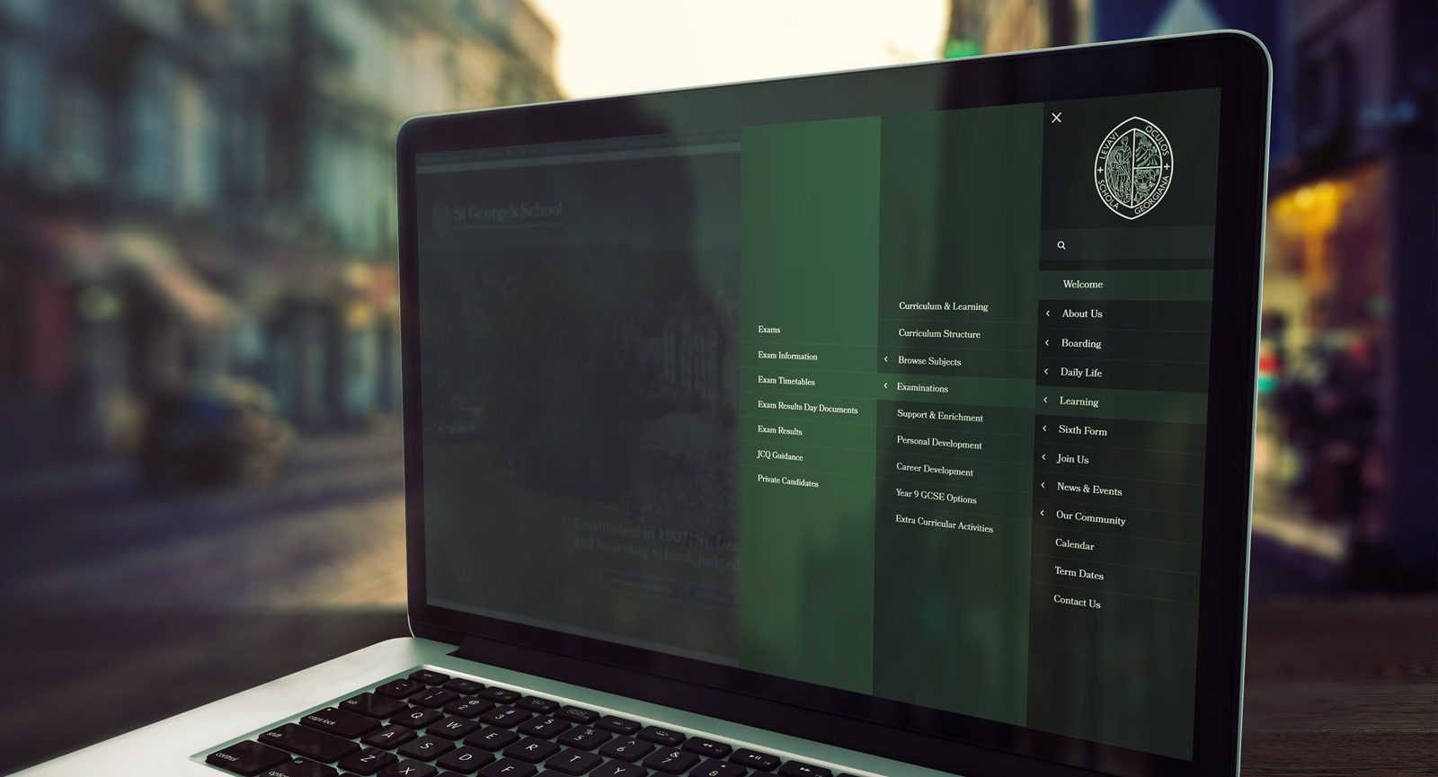school website showing east to use navigation menu